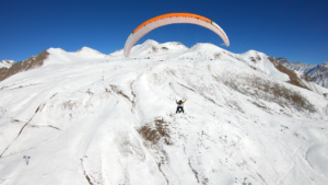 The cost of a paragliding flight in winter in Gudauri